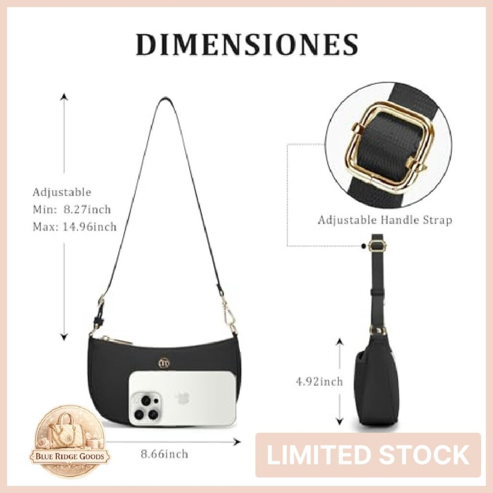 Trendy Crescent Shoulder Bag Nylon Adjustable Strap Chic Minimal Y2K - Picture 4 of 8